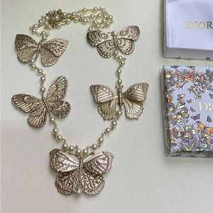 Dior Gold Butterfly Pearl Necklace